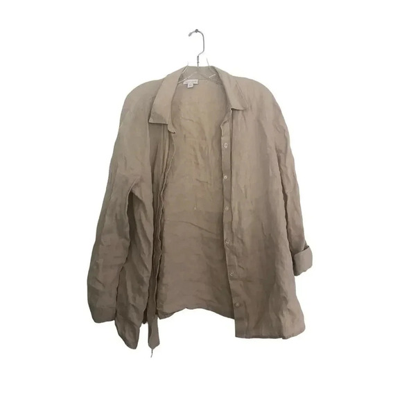 J.Jill Brown Long Sleeve Casual Button-Down Shirt Size Large linen - Picture 3 of 4